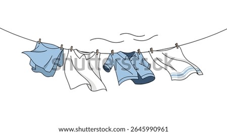 Laundry Drying on a Line Clothes Hanging Airing Fabric Outdoor