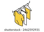 Laundry drying in room, isometric illustration, Vector Illustration