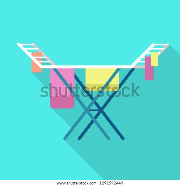 Laundry drying stand icon. Flat\
illustration of laundry drying stand vector icon for web\
design