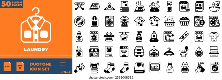 Laundry Duotone Editable Icons set. Vector illustration in modern thin duotone style of laundry icons: wash, washer, clean, etc