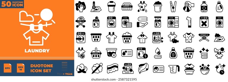 Laundry Duotone Editable Icons set. Vector illustration in modern thin duotone style of laundry icons: wash, detergent, washer, etc