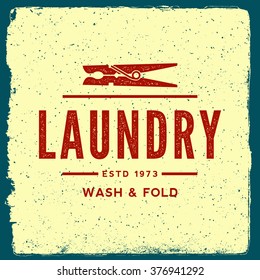 laundry emblem. logotype template with ink stamp texture. vector illustration