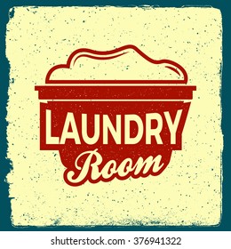 laundry emblem. logotype template with ink stamp texture. vector illustration