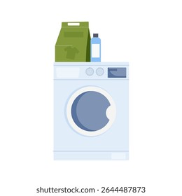 Laundry equipment with detergent and fabric softener in a modern setting at home