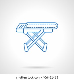Laundry equipment and objects. Empty ironing board. Household elements. Flat blue line style vector icon. Single design element for website, business.