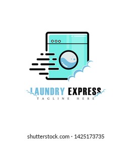 Wäscheservice Express-Label und -Logo, Waschmaschine, Waschmaschine, Waschmaschine, gut für das Firmenlogo. Vektorillustration