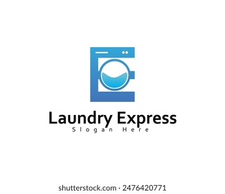 Laundry express logo design fast laundry clothes