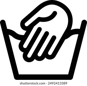 Laundry Fabric Clothes Washing Care Symbol, Hand Wash flat black vector icon.