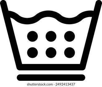Laundry Fabric Clothes Washing Care Symbol, Water Temperature flat black vector icon.