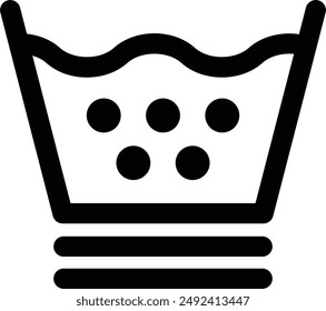 Laundry Fabric Clothes Washing Care Symbol, Water Temperature flat black vector icon.