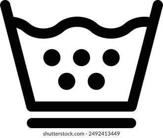 Símbolo de lavado de ropa de tela, temperatura del agua, ícono de Vector negro plano.