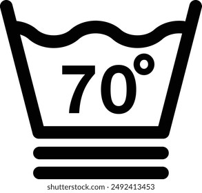 Laundry Fabric Clothes Washing Care Symbol, Water Temperature flat black vector icon.