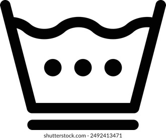 Símbolo de lavado de ropa de tela, temperatura del agua, ícono de Vector negro plano.