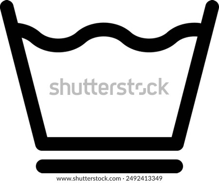 Laundry Fabric Clothes Washing Care Symbol, Machine Wash Permanent Press flat black vector icon.