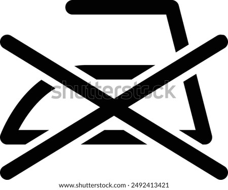Laundry Fabric Clothes Washing Care Symbol, Do Not Iron flat black vector icon.