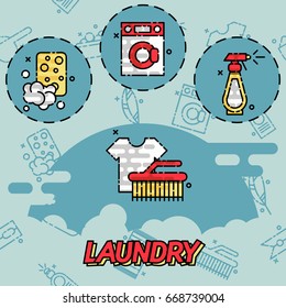 Laundry flat concept icons