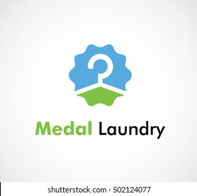 Laundry of fresh wash abstract vector and logo design or template clean business icon of company identity symbol concept