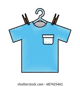 Laundry garments hanging icon