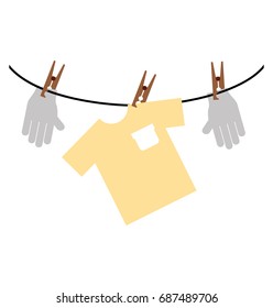 Laundry garments hanging icon