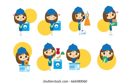Laundry girl cartoon