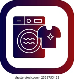 Laundry Glyph Gradient Round Corner Vector Icon Design