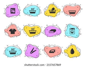 iconos de los vectores de glifos de lavado en formas de burbuja de color aisladas en fondo blanco. conjunto de iconos de lavandería para diseño web, aplicaciones móviles y diseño ui