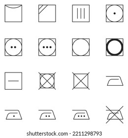 Laundry Guide Line Icon Set