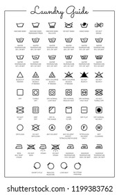 Laundry Guide vector icons, symbols collection