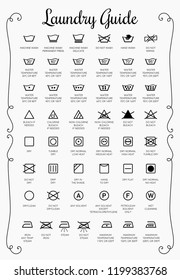 Laundry Guide vector icons, symbols collection