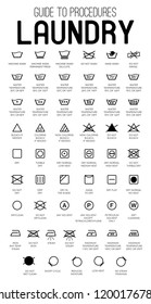 Laundry Guide vector icons, symbols collection