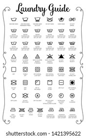 Laundry Guide vector icons, symbols collection