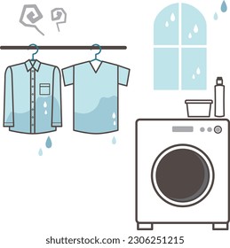 Laundry half-dried Simple line drawing illustration material
