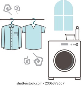 Laundry half-dried Simple line drawing illustration material