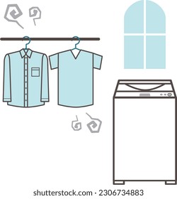 Laundry half-dried Simple line drawing illustration material