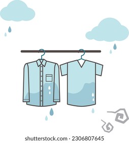 Laundry half-dried Simple line drawing illustration material