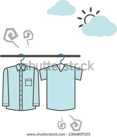 Laundry half-dried Simple line drawing illustration material