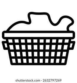 Vector del contorno blanco y negro del icono del cesto de la ropa