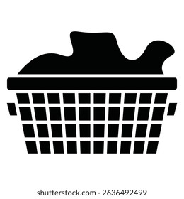laundry hamper icon Flat outline fill black and white