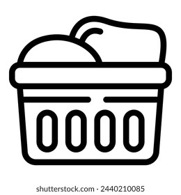 Laundry hamper icon outline vector. Household basket. Filthy apparel bin