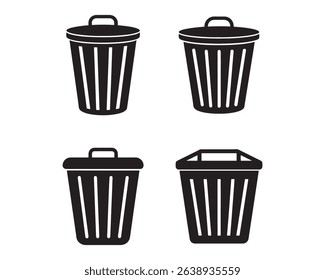 laundry hamper icon set silhouette vector illustration
