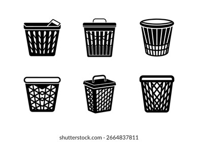 laundry hamper icon silhouette vector illustration