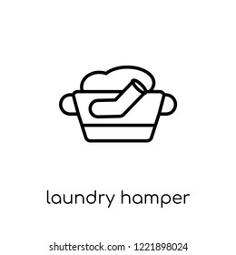 laundry hamper icon. Trendy modern flat linear vector laundry hamper icon on white background from thin line Furniture and household collection, outline vector illustration