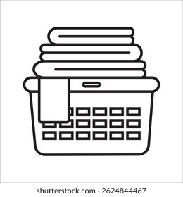 Lavanderia hamper ícones em contorno e preenchimento. ilustração vetor para ui. em fundo branco