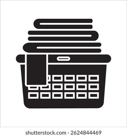Lavanderia hamper ícones em contorno e preenchimento. ilustração vetor para ui. em fundo branco