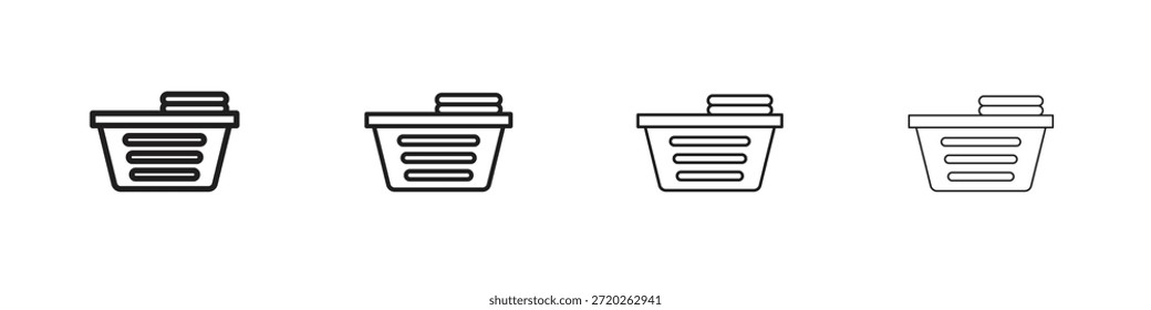 Iconos del cesto de la ropa Esquema del símbolo del Vector