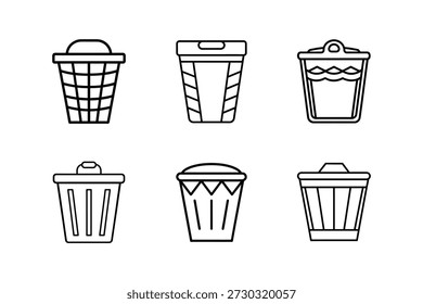 Ilustración vectorial de arte de línea de cesto de lavandería aislada