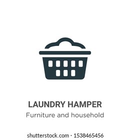 Laundry hamper vector icon on white background. Flat vector laundry hamper icon symbol sign from modern furniture and household collection for mobile concept and web apps design.