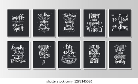 Laundry Hand drawn typography poster. Conceptual handwritten phrase Home and Family T shirt hand lettered calligraphic design. Inspirational vector