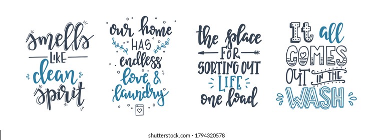 Wäscherei Handgezeichnetes Typografie-Poster. Konzeptuell handgeschriebener Satz Wäscherei T Shirt handgezeichnet kalligraphischen Design. Inspirationsvektor