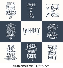 Laundry Hand drawn typography poster. Conceptual handwritten phrase Laundry T shirt hand lettered calligraphic design. Inspirational vector